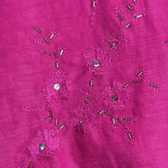 (T6) Laura Scott Women's Pink Embroidered 3/4 Sleeve Linen Blouse, Size 4P - Picture 2 of 11
